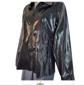 Womans‎ black metalic Vinyl jacket Outer Edge M textured